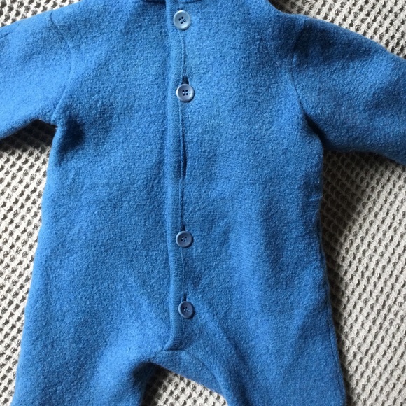 SOLD - 6/12M Disana Boiled Wool Blue Coverall - Picture 2 of 6